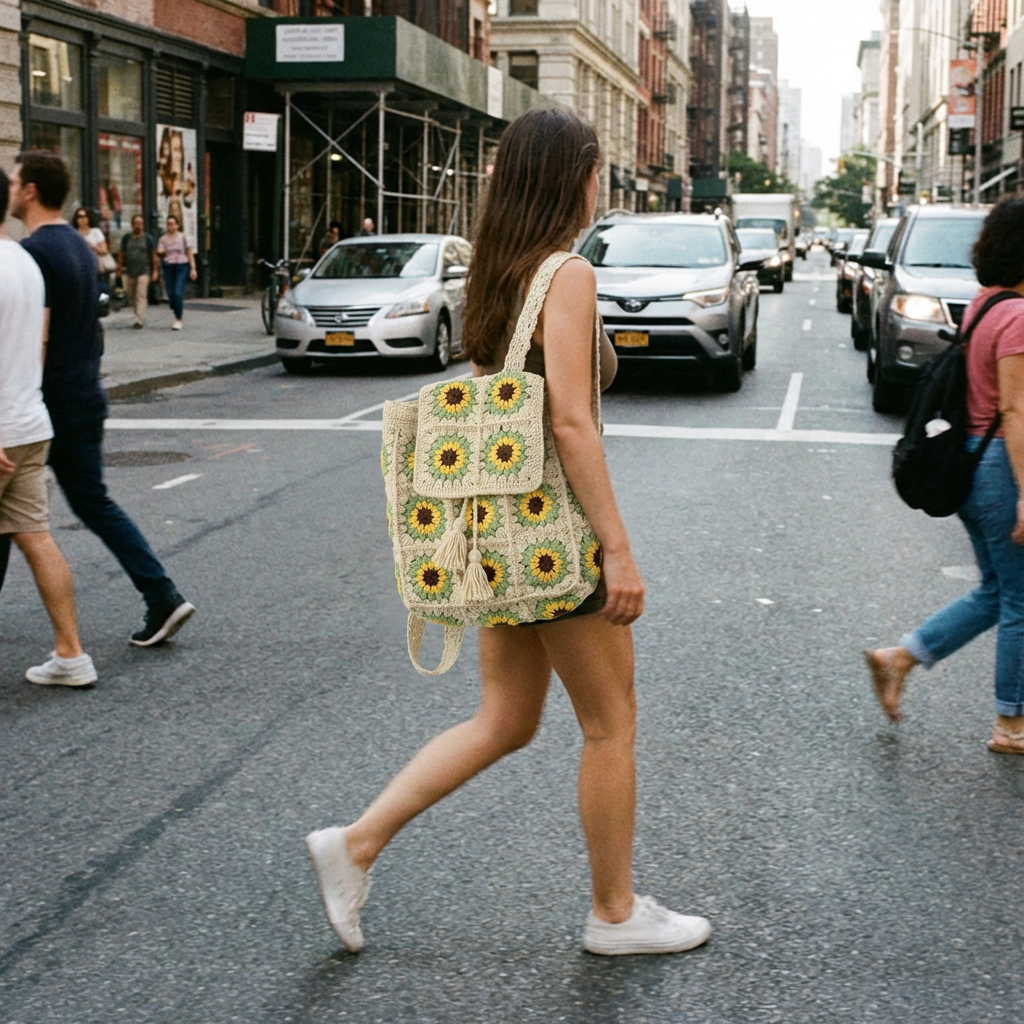 Crochet Sunflower Backpack