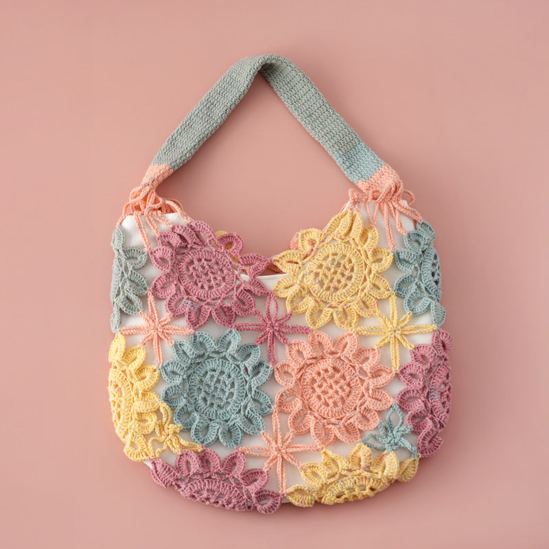 Pastel Bloom Crochet Tote