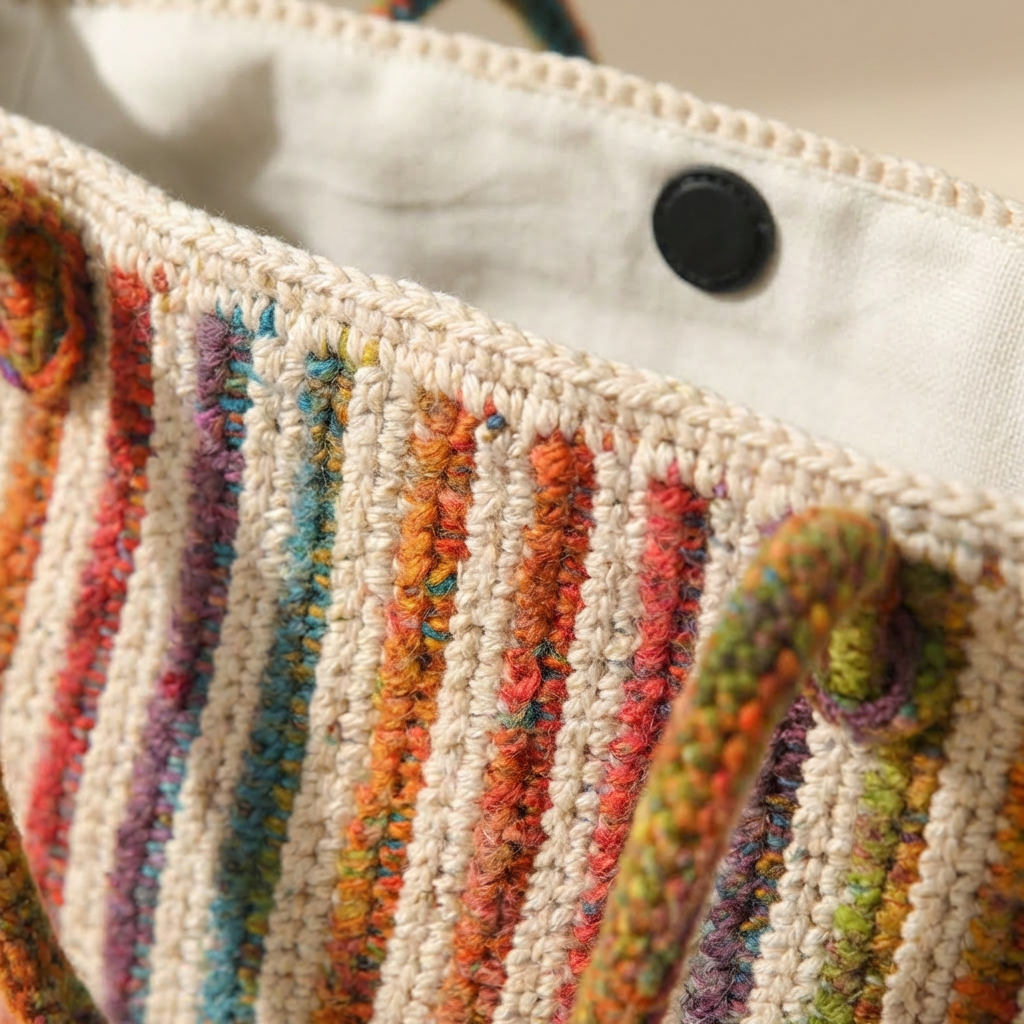 Rainbow Crochet Tote Bag