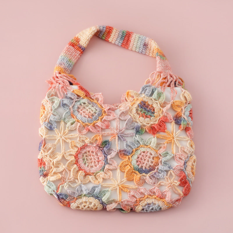 Pastel Bloom Crochet Tote