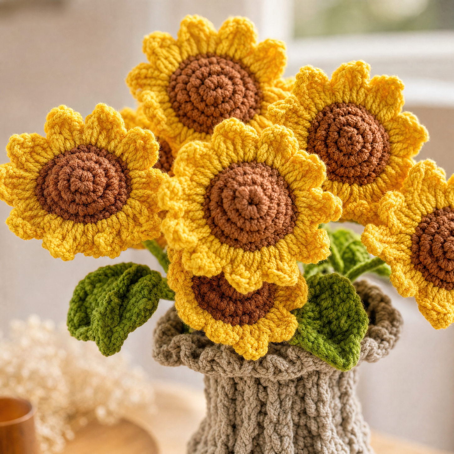 Handmade Crochet Sunflower Vase