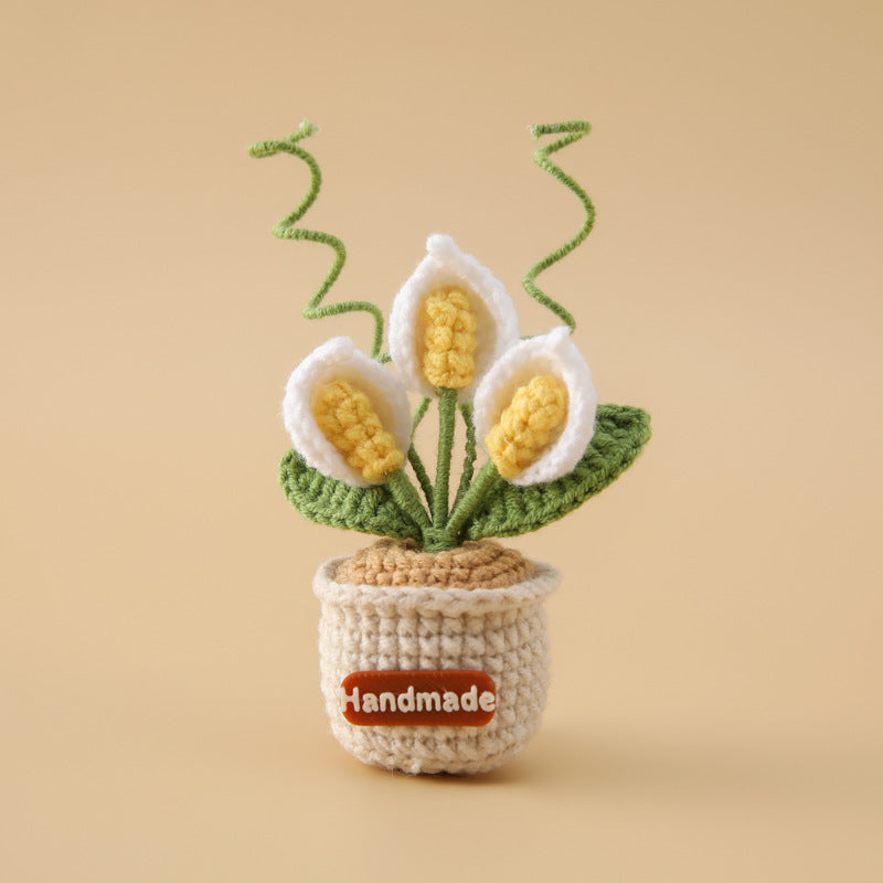 Handmade Crochet Flower Pot Fridge Magnet
