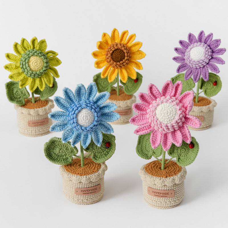 Handmade Crochet Sunflower Pot