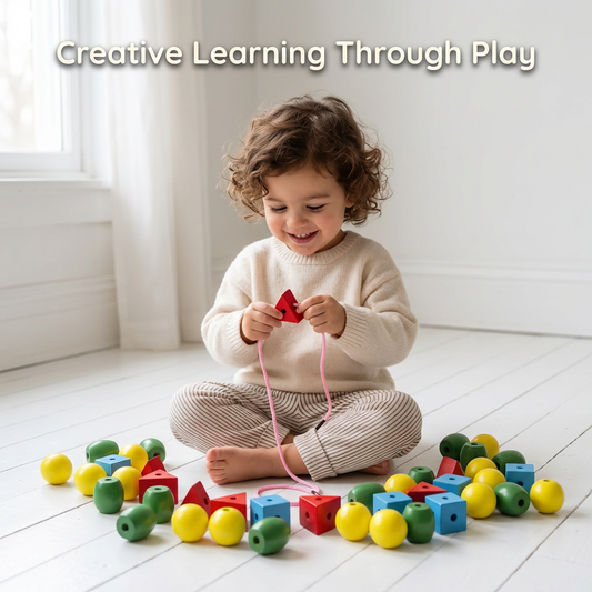 Montessori Wooden Threading Beads Set – Colorful STEM Educational Toy for Kids