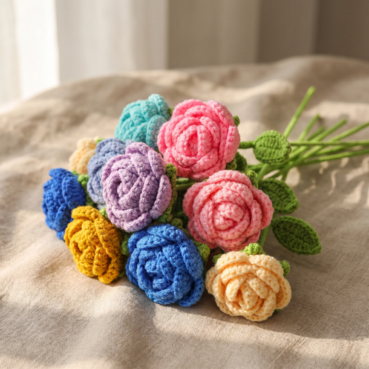 Handmade Crochet Rose Bouquet