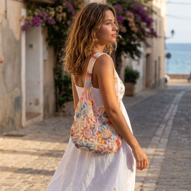 Pastel Bloom Crochet Tote