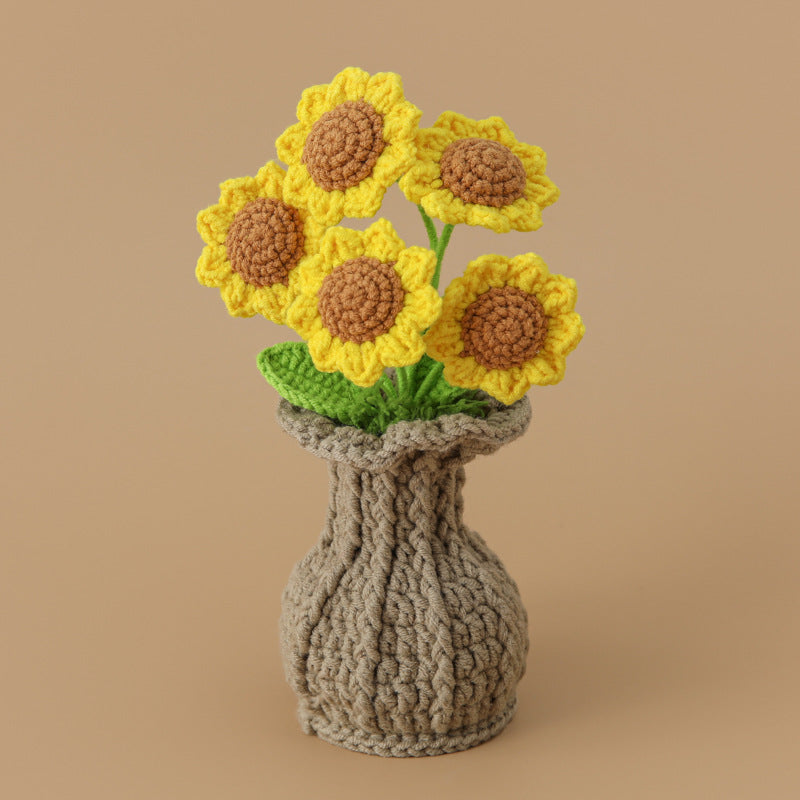 Handmade Crochet Sunflower Vase