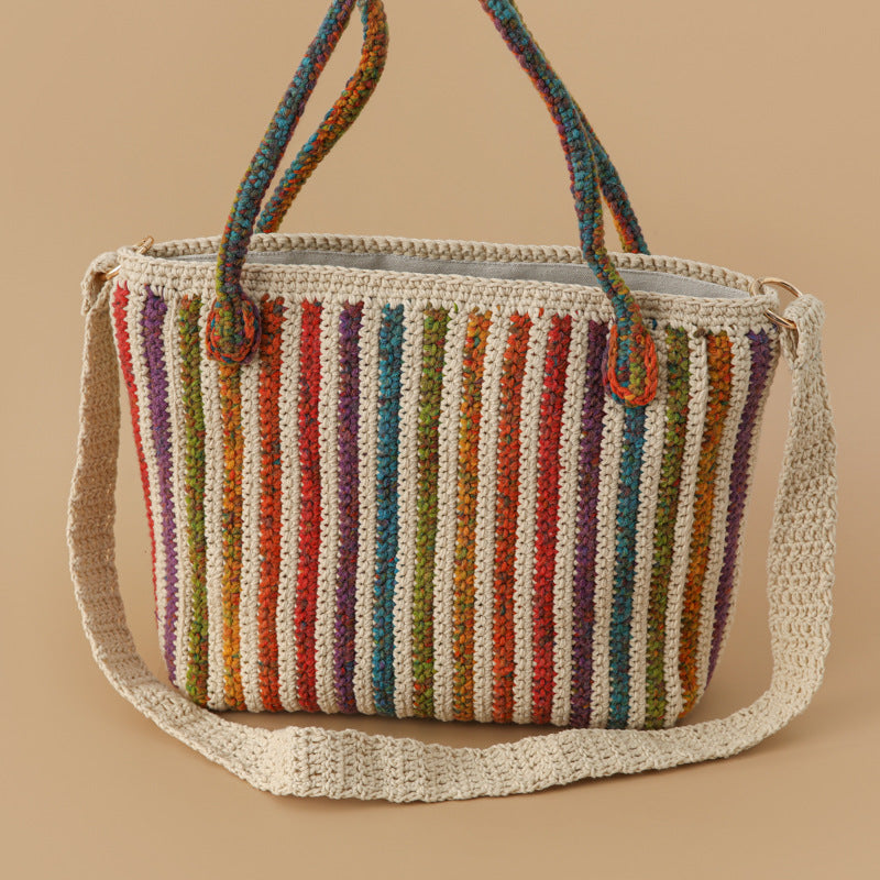 Rainbow Crochet Tote Bag