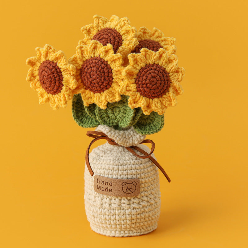 Handmade Crochet Sunflower Vase