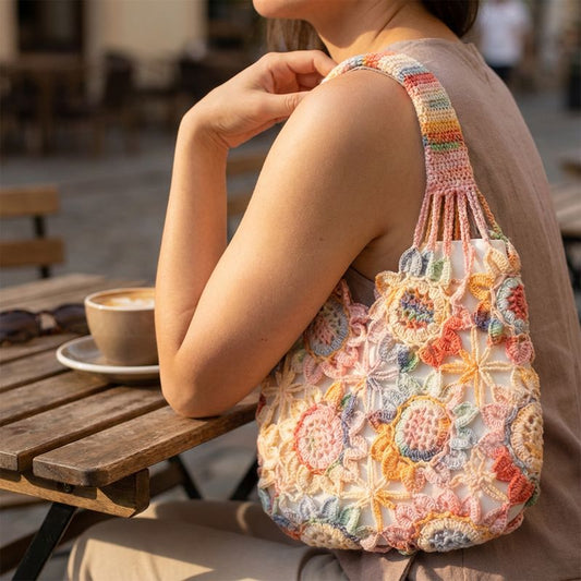 Pastel Bloom Crochet Tote