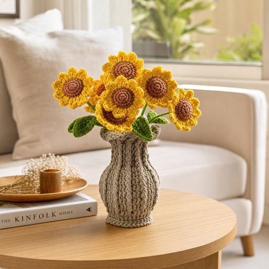 Handmade Crochet Sunflower Vase
