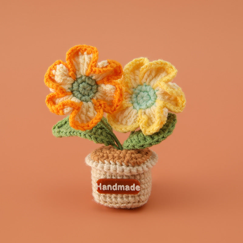 Handmade Crochet Flower Pot Fridge Magnet