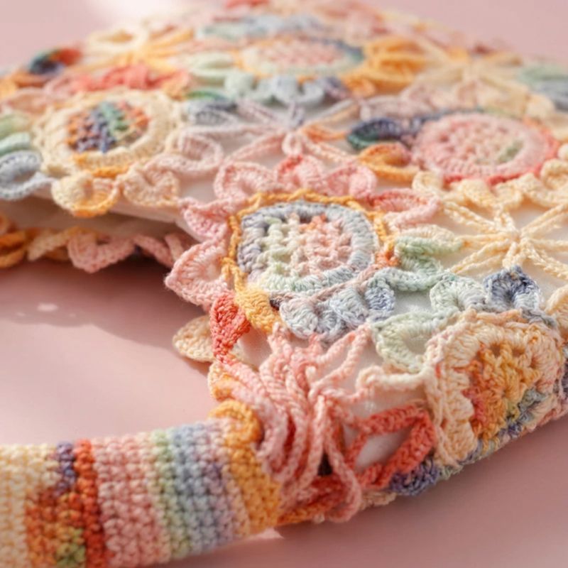 Pastel Bloom Crochet Tote