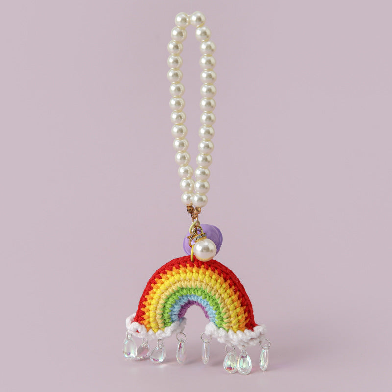 Handmade Crochet Rainbow Charm Keychain