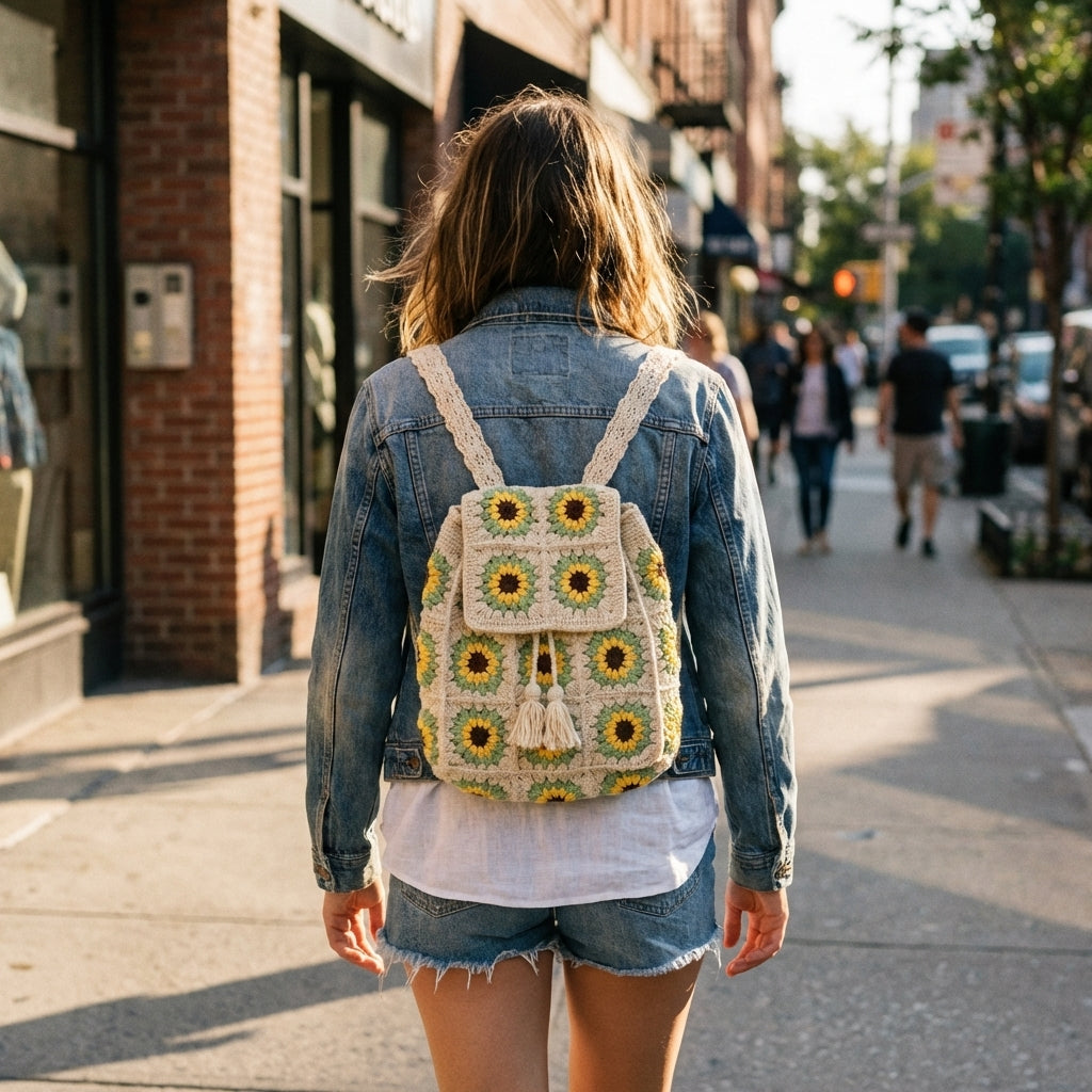 Crochet Sunflower Backpack