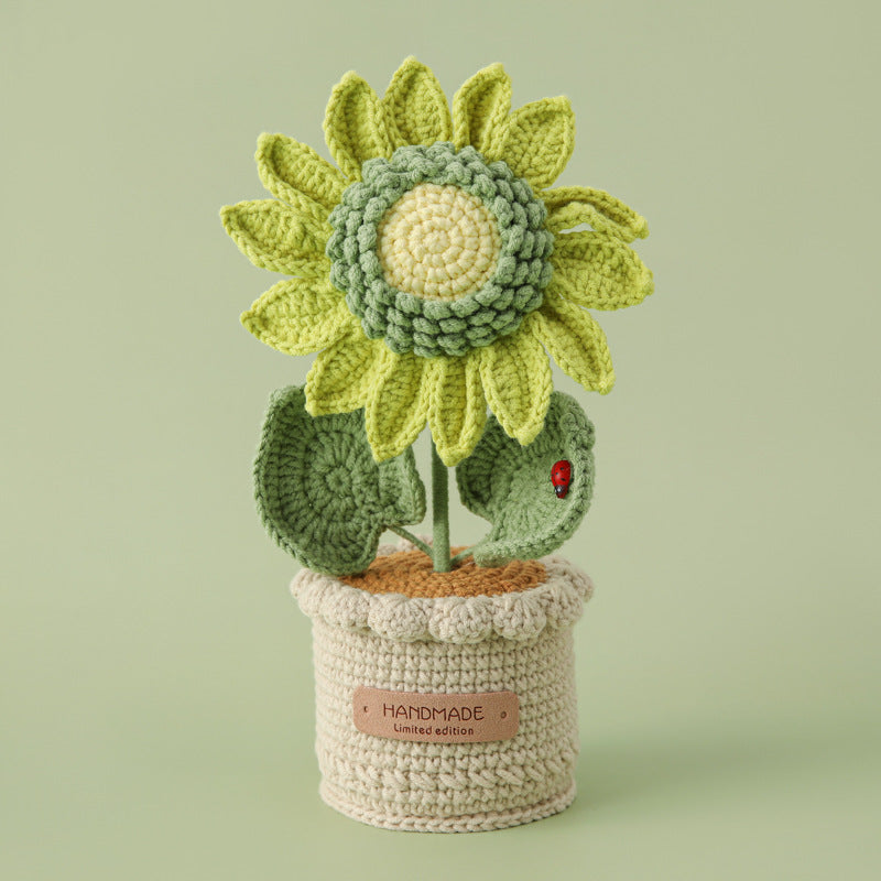 Handmade Crochet Sunflower Pot