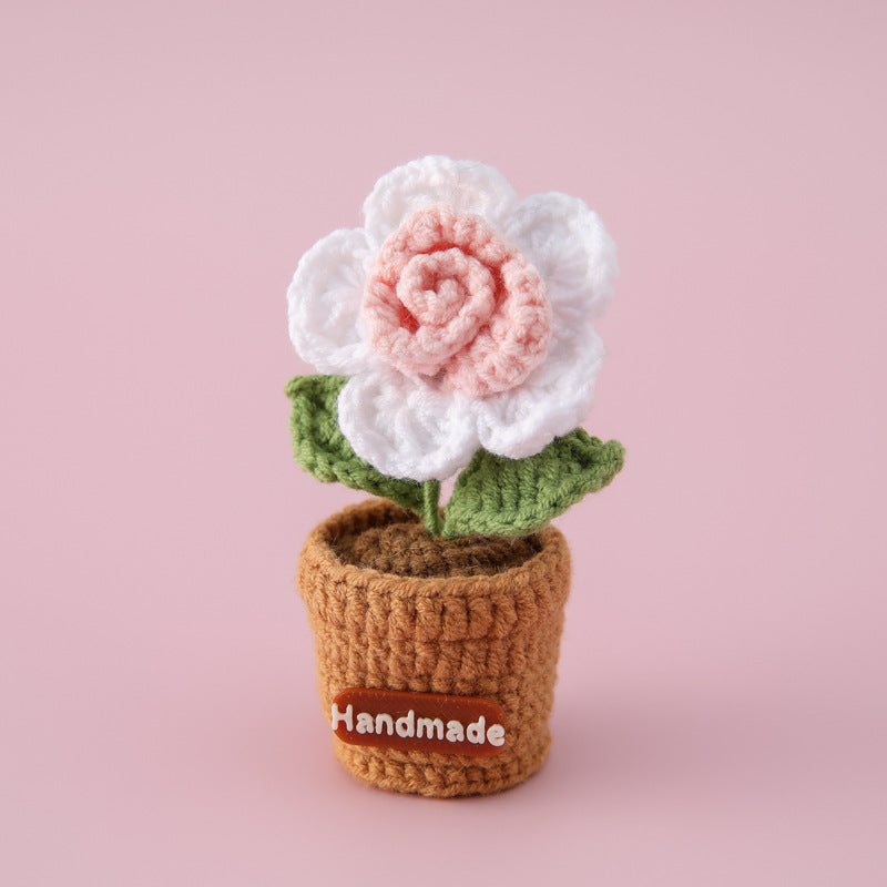 Handmade Crochet Flower Pot Fridge Magnet