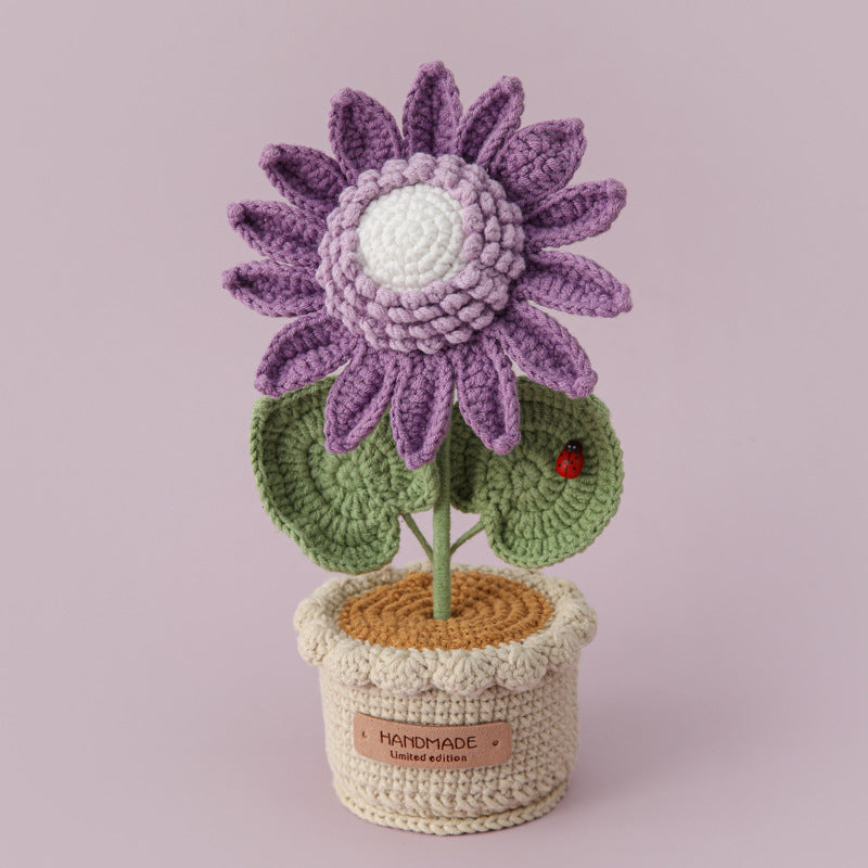 Handmade Crochet Sunflower Pot