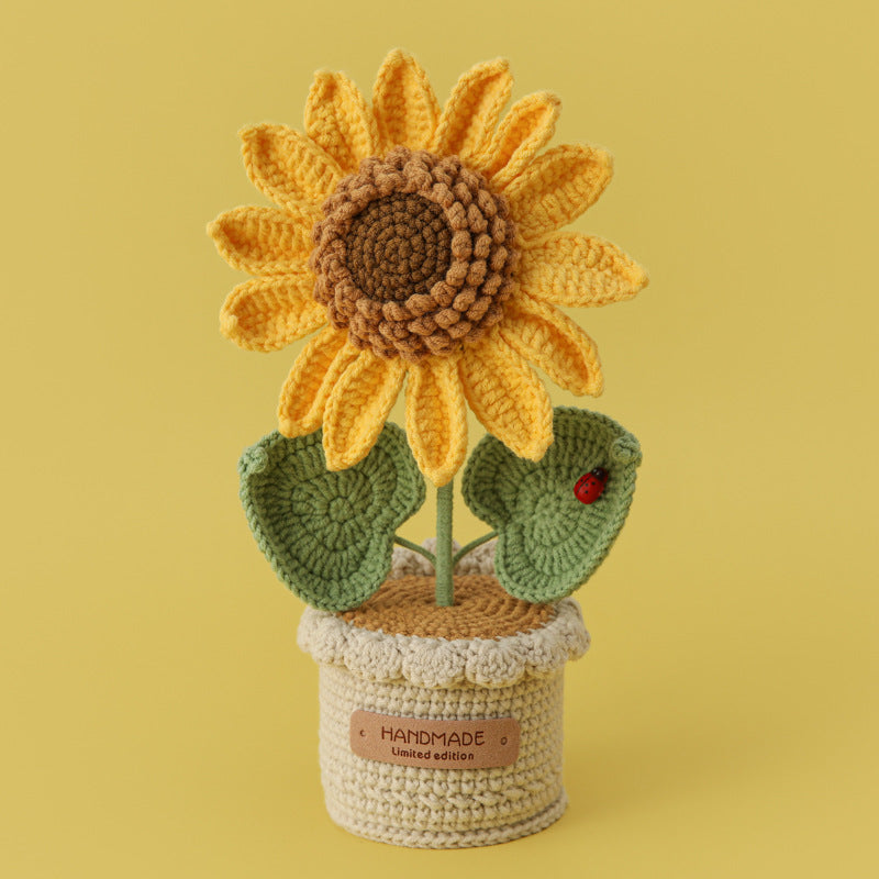 Handmade Crochet Sunflower Pot