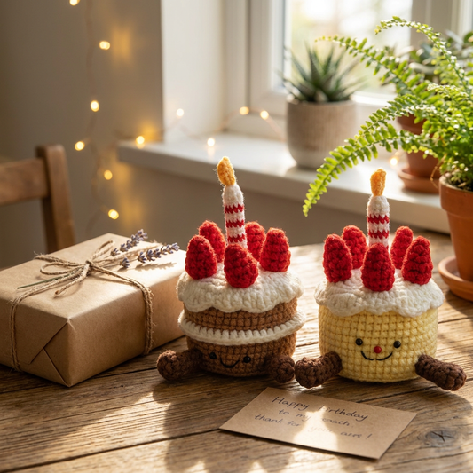 Handmade Crochet Birthday Cake Decoration