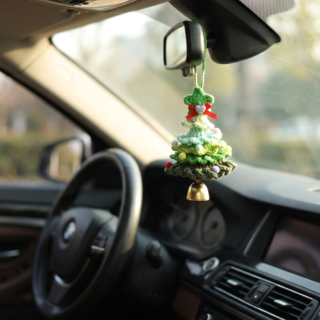 Crochet Christmas Tree Car/Bag Hanging Ornament