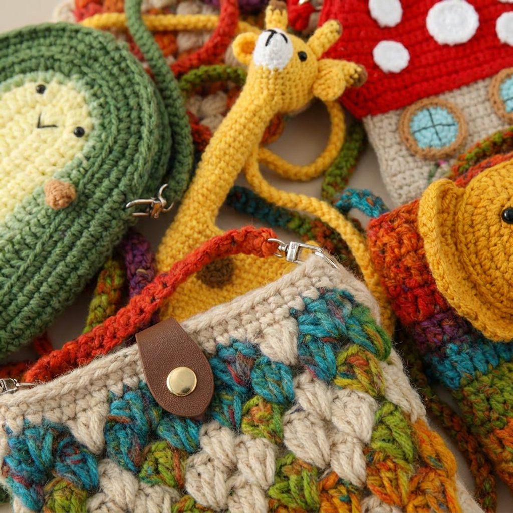 Handmade Crochet Animal Crossbody Bag