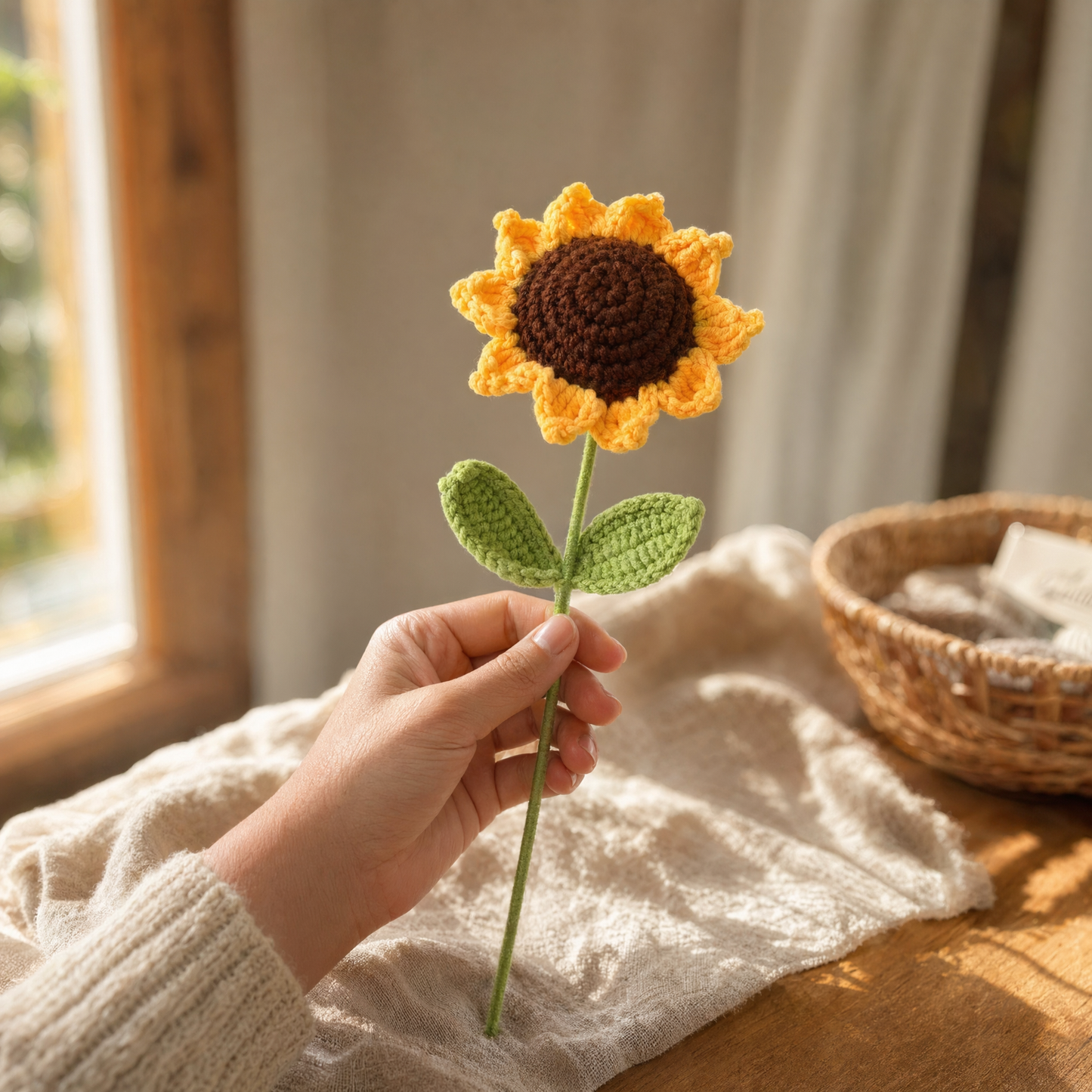 Handmade Crochet Sunflower Stems
