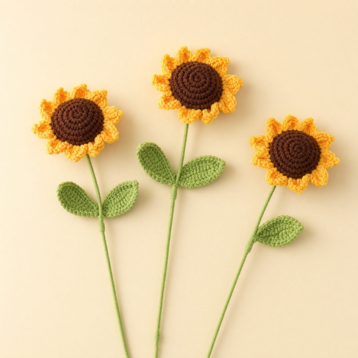 Handmade Crochet Sunflower Stems