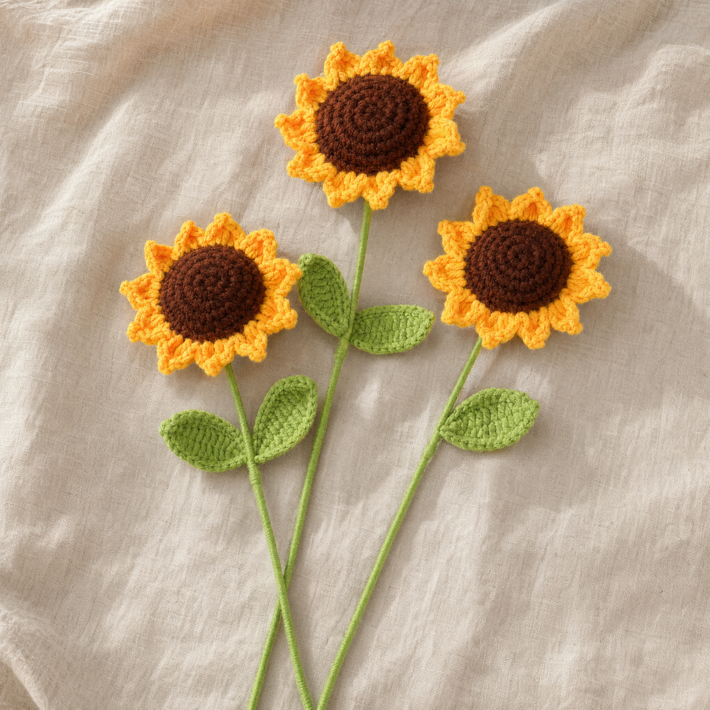 Handmade Crochet Sunflower Stems