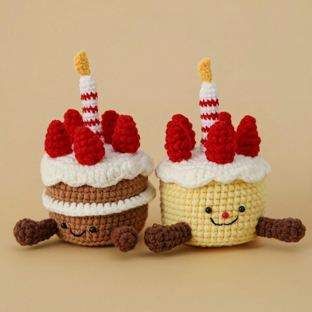 Handmade Crochet Birthday Cake Decoration