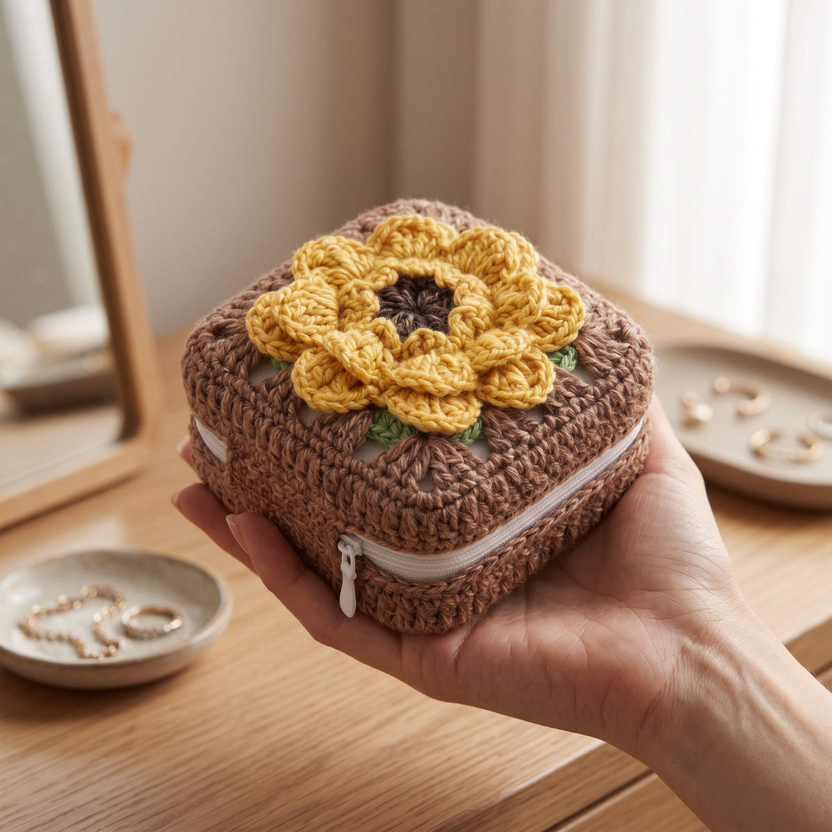 Handmade Floral Crochet Jewelry Box