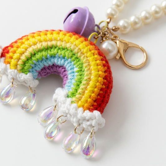 Handmade Crochet Rainbow Charm Keychain