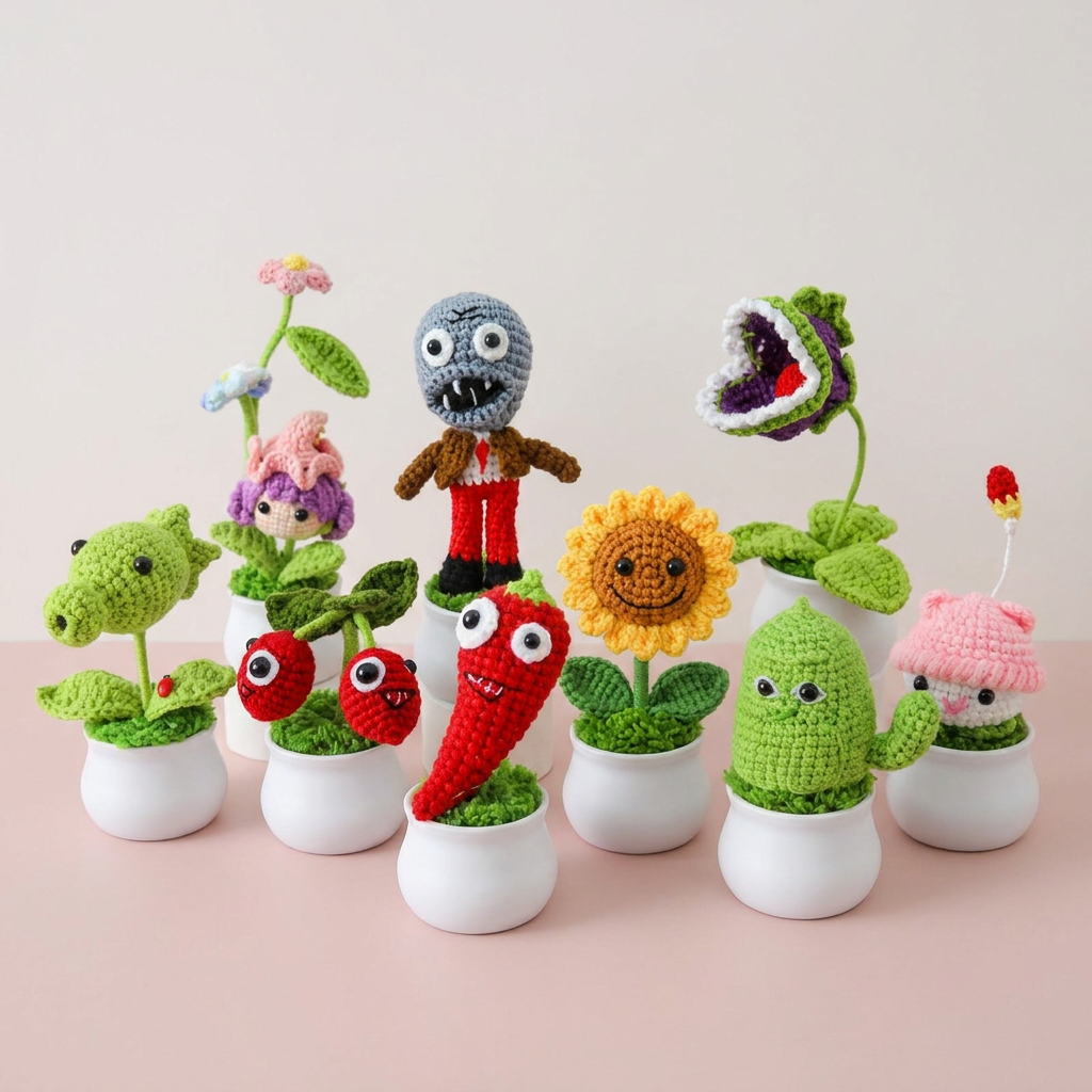 Handmade Crochet Battle Plants Potted Series
