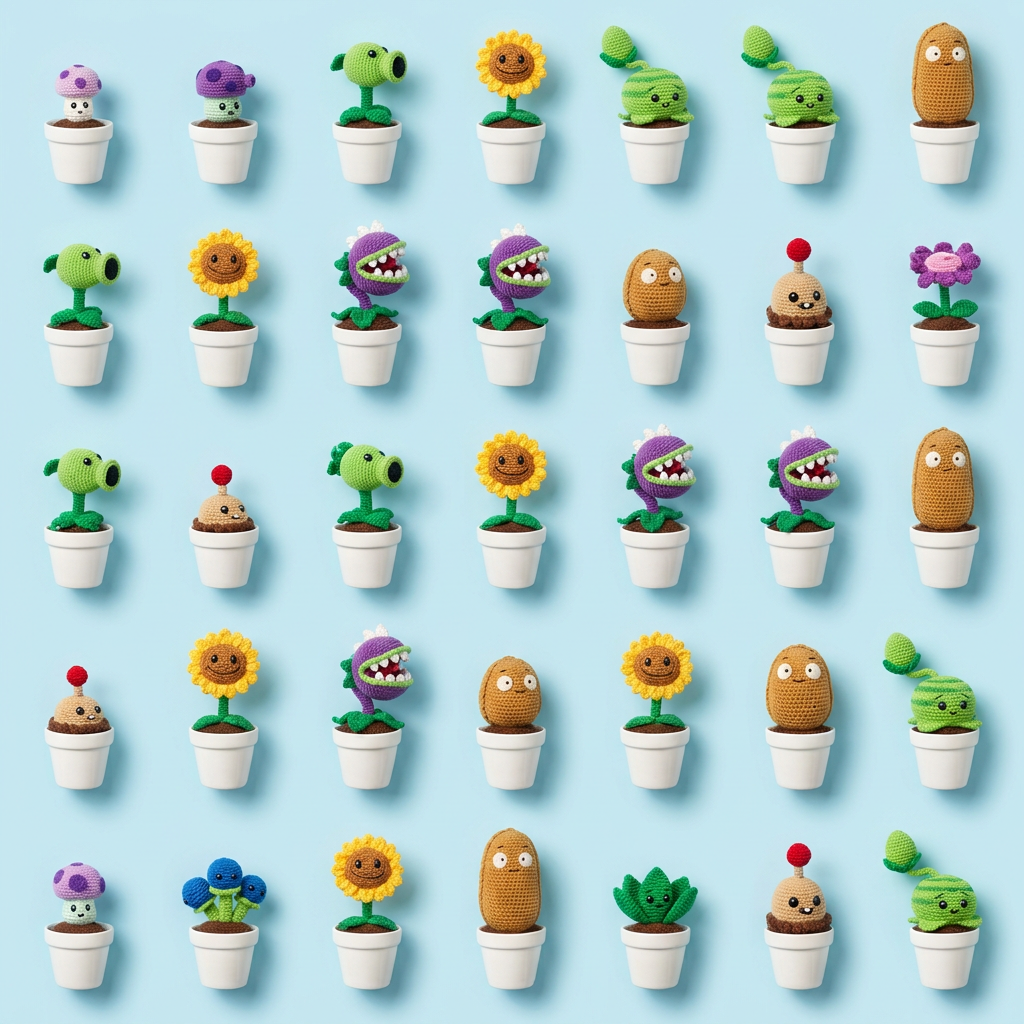 Handmade Crochet Battle Plants Potted Series