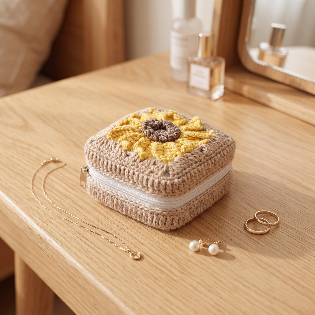 Handmade Floral Crochet Jewelry Box