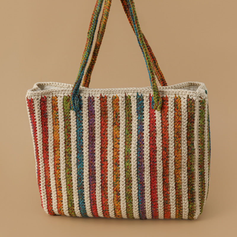 Rainbow Crochet Tote Bag