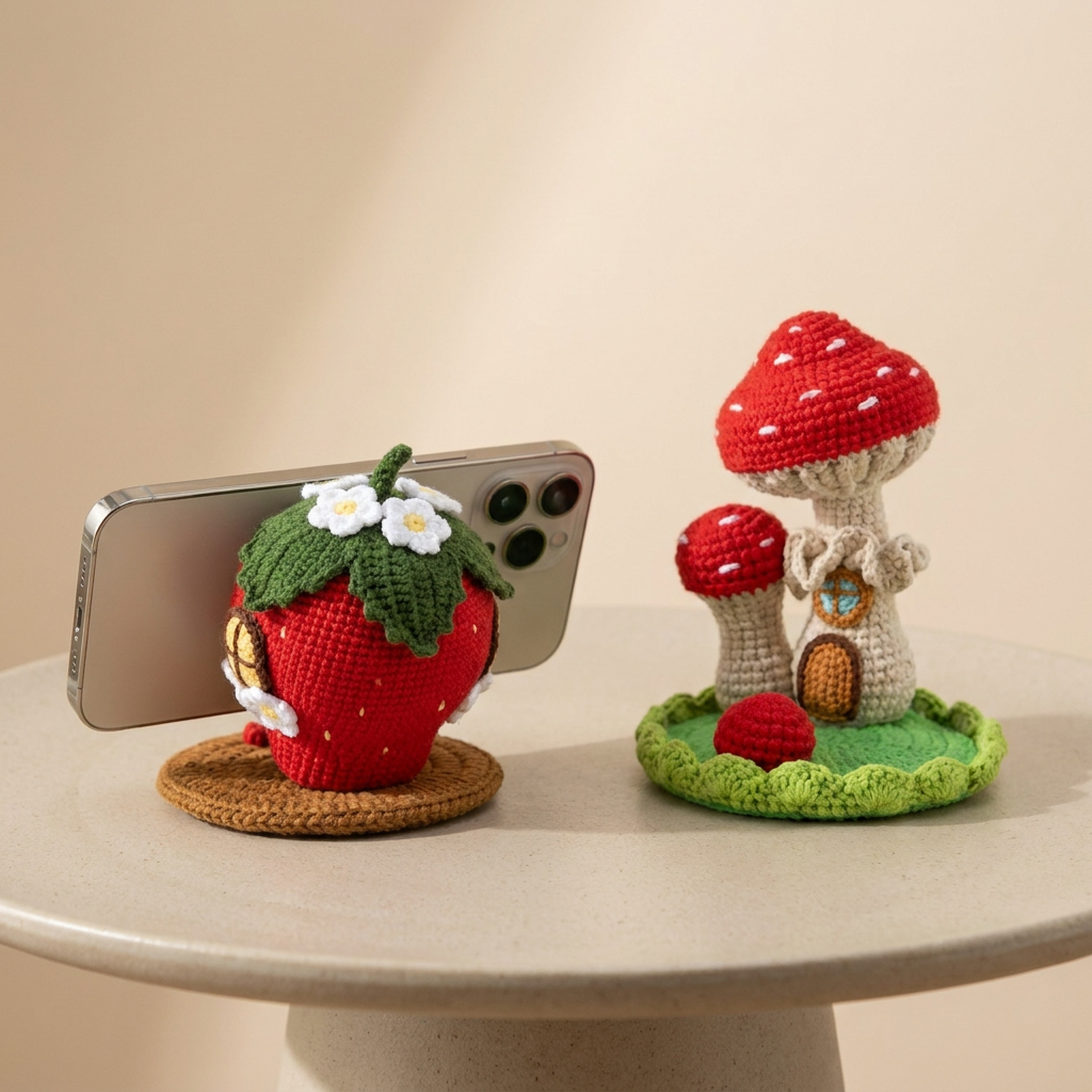 Handmade Crochet Cute Mobile Phone Stand