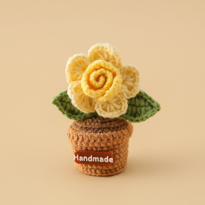 Handmade Crochet Flower Pot Fridge Magnet