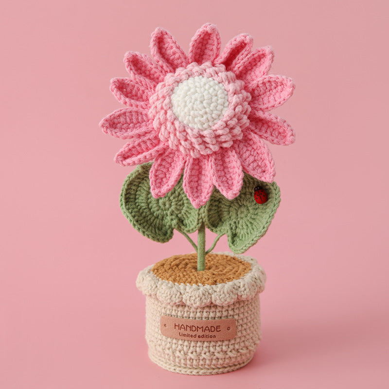 Handmade Crochet Sunflower Pot