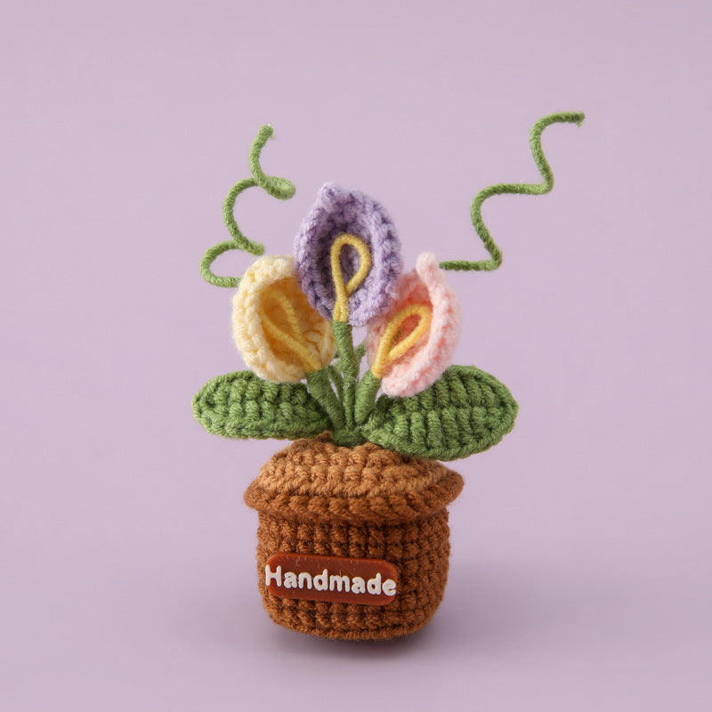 Handmade Crochet Flower Pot Fridge Magnet
