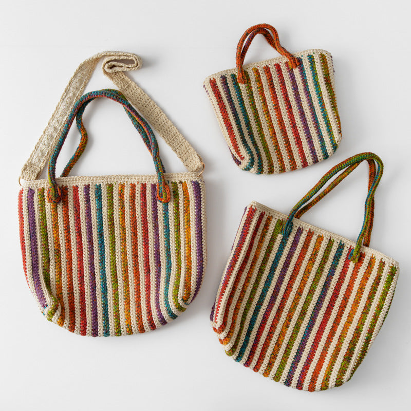 Rainbow Crochet Tote Bag