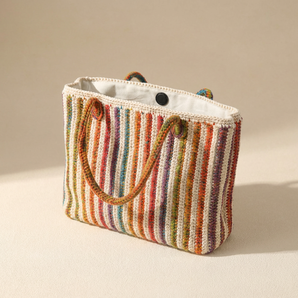 Rainbow Crochet Tote Bag